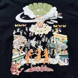 Green Day Shirt Mens Large Black Dookie Graphic Band Tour Music Concert Tee